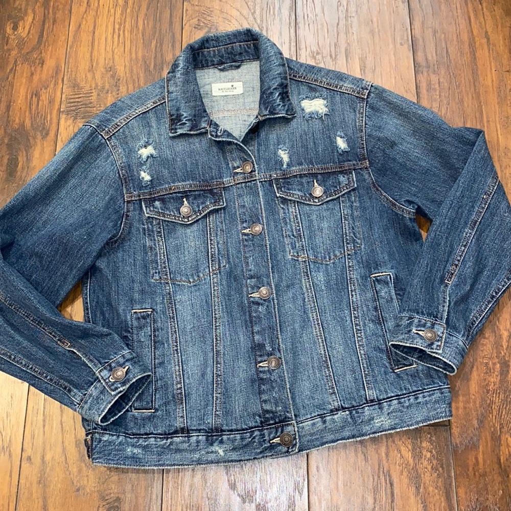 BOOTLEGGER The Real McCoy Distressed Jean Jacket